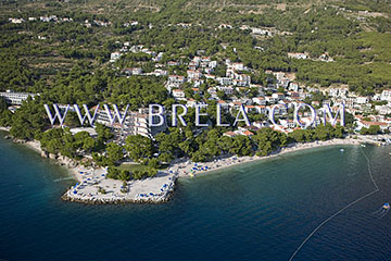 Aerial view of beach in Brela
